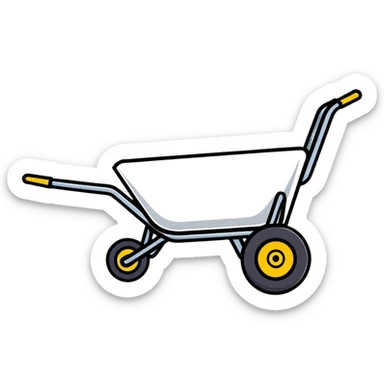 wheelbarrow with car features like headlights and steering wheel sticker