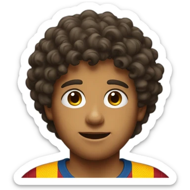 A boy wear Barcelona T-shirt and he has curly hair sticker