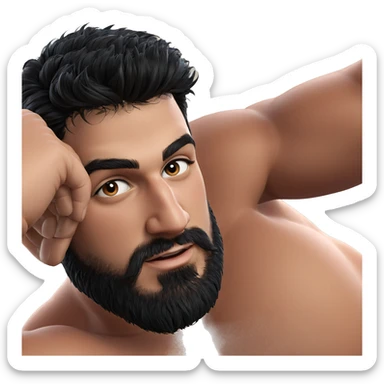 muscular male with black hair sticker