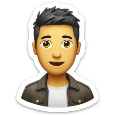 Yong guy with a cool haircut drinking beer sticker