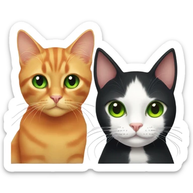 black cat with green eyes and orange cat with amber eyes sticker