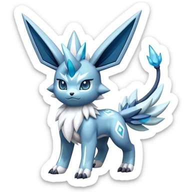 Fluffy Kyurem-Glaceon-dialga-hybrid, full body sticker