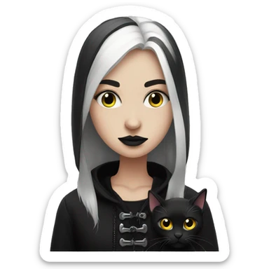 Goth girl with black cat sticker