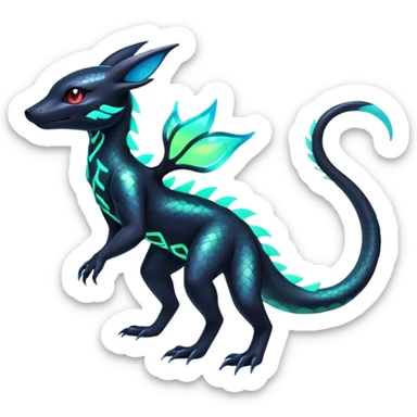 Colorful Neon Exotic Salandit-Aurorus-Umbreon-Fakémon-hybrid-creature (full body)  sticker