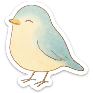 tiny pastel bird silhouette, Japanese hand-drawn style, full object, transparent background, with a gentle smile sticker