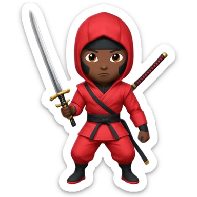 black skin ninja red clothes sticker
