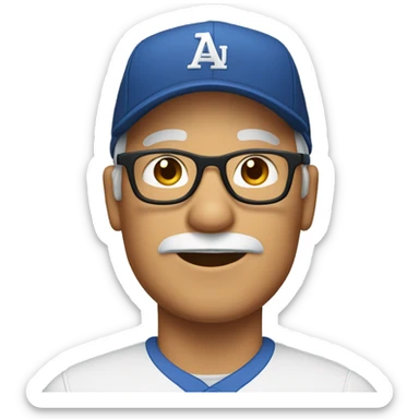 50 year old white male with glasses wearing a baseball hat and dressed in casual clothing  sticker