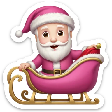 Pink sleigh with a pink santa inside, text on top of it that says "sleigh"  sticker
