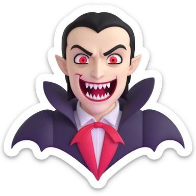 Vampire with sharp extended fangs sticker