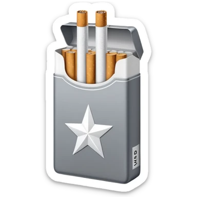 7 stars grey shining cigaret pack with a few little white cigaret inside sticker