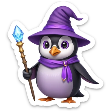 Purple wizard penguine sticker