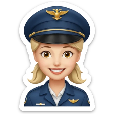 female Pilot wearing a pilot hat sticker