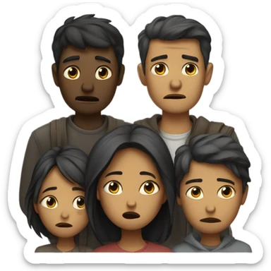 Group of sad people  standing sticker