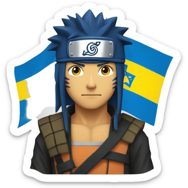 naruto with ukraine flag sticker