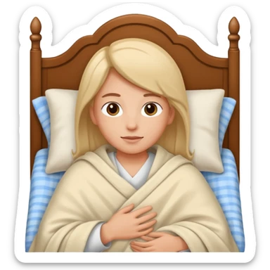 Person resting on a bed sticker