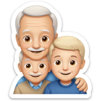 small kid with grandpa, smiling together, warm and friendly sticker