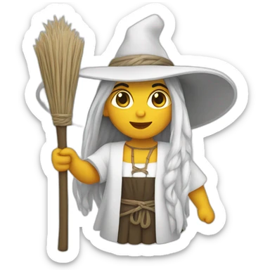 bruja blanca con escoba sticker