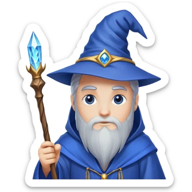 wizard hero with magical staff and blue robes sticker
