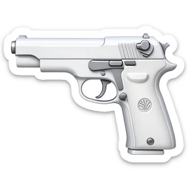 an artistic handgun, short but deadly, all white sticker