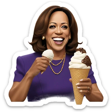 kamala harris eating ice cream  sticker
