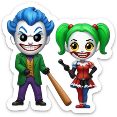 Joker and Harley Quinn with gum and baseball bat sticker