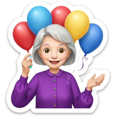 balloons holder old woman sticker