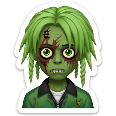 zombie playboy carti emo with dreads green skin sticker