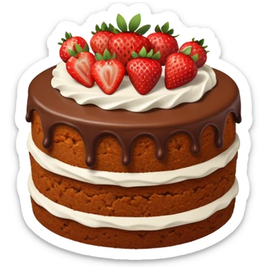 Carrot cake with chocolate and strawberrys  sticker