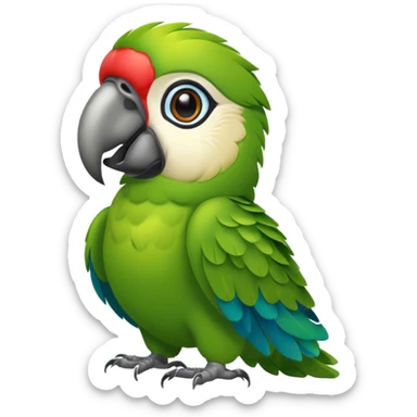 Green parrot saluting face sticker