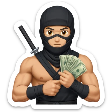 Ninja holding money sticker