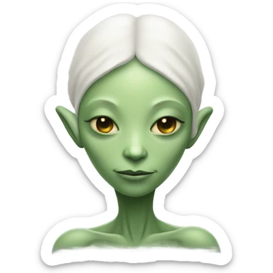 a Reptilian alien white woman, full body, sleeping sticker