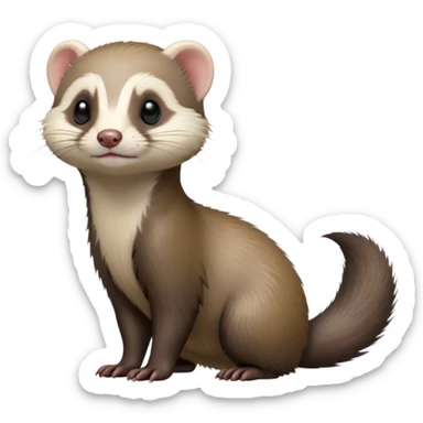 cinematic-[ferret]-realistic-full- long elongated body-standing-emoji,-tiny-paws-tucked-close,-head-tilted-dramatically,-sleek-[sable]-fur,-simplified-yet-realistic-focused-features,-highly-detailed,-glowing-with-an-almost-sarcastic-glow sticker