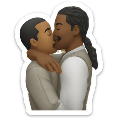 6’2 black man kissing 4’11 filipino man sticker