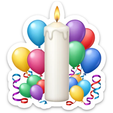 white candle with party decorations sticker