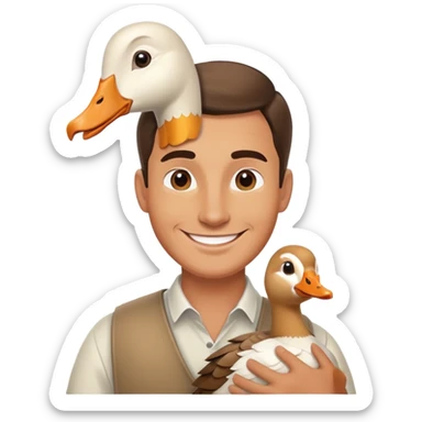 man with goose sticker