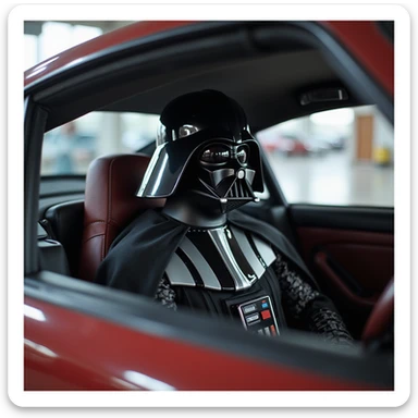 Darth vader sitting in porsche 911 sticker