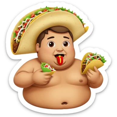 fat person eating tacos sticker
