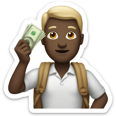a person with a bag of money in hand sticker