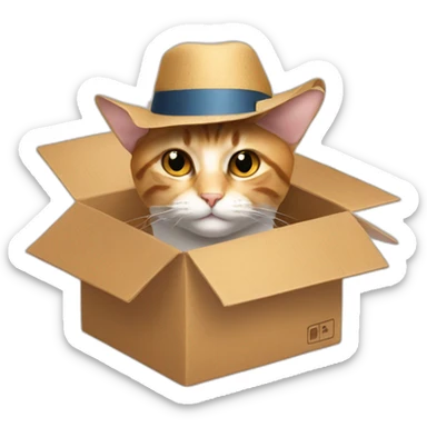 cat with a hat in a box sticker