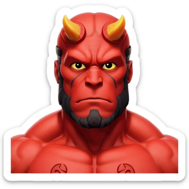 cinematic realistic portrait superhero Hellboy by Mike Mignola sticker