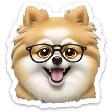 angry mad pomeranian in glasses sticker