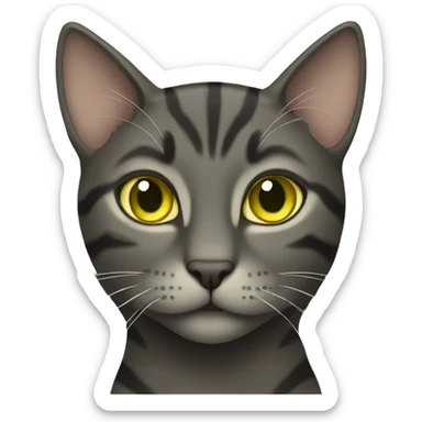 Dark tabby cat with greenish yellow eyes sticker