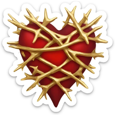 red heart gold thorns sticker