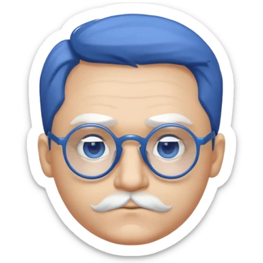 chauve cheveux blanc visage rond lunette gros sourcils sticker