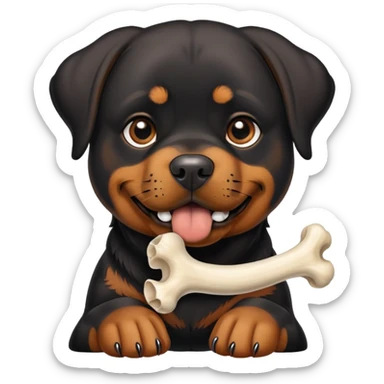 Rottweiler with a bone sticker