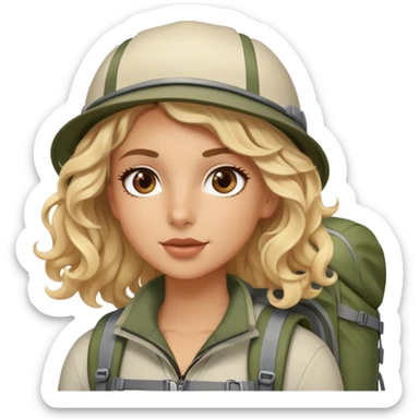 Blonde model with brown eyes, soft curls, hiking in Zion National Park sticker