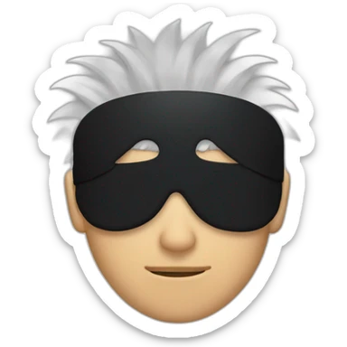 white-haired young man with black blindfold covering his eyes , with spike hair sticker
