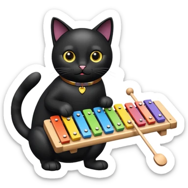 Black cat and xylophone  sticker
