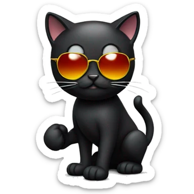 Black cat boxing with sunglasses sticker