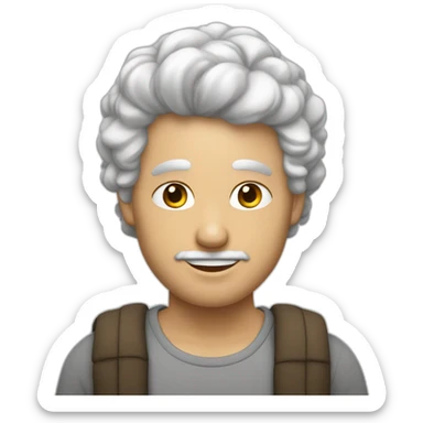 Un homme de 12 avec des cheveux bouclés la peau blanche et une tenue overzisa sticker